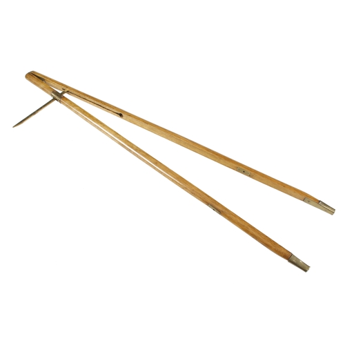 870 - A birch and brass military pacing stick with 7 settings G++