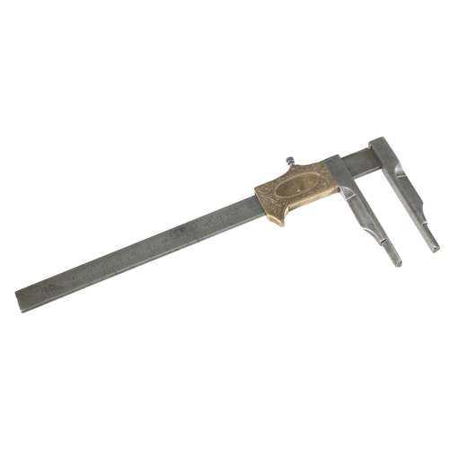 879 - An early, nice quality 20cm French caliper gauge by AURIOL Paris with decorative brass slide G+