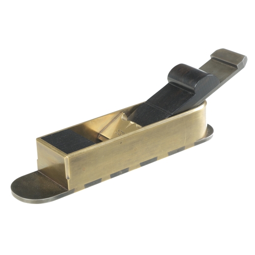 893 - A recent very fine quality gunmetal mitre plane with d/t steel sole and stop chamfered decoration by... 