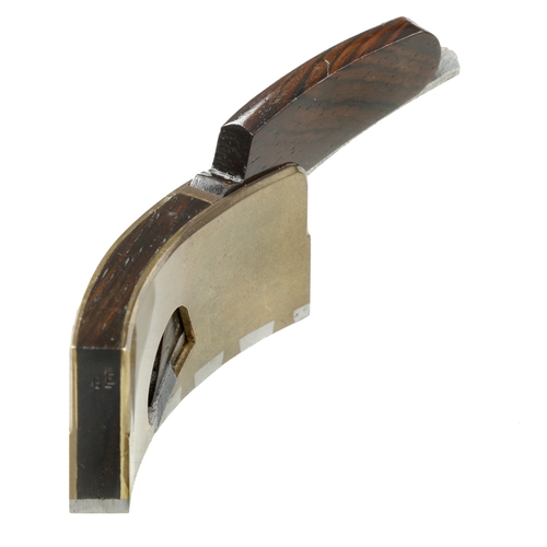 906 - An unusual miniature curved brass rebate plane with d/t steel sole marked G.E. (Geof Entwistle) with... 