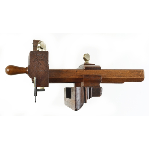 916 - A bridle plough by LEIST Norwich with boxwood side handle and unusual locking nut to depth stop, tin... 