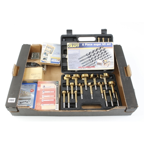 592 - Six sets of auger and drill bits F