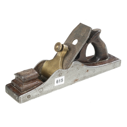 615 - A d/t steel panel plane with brass lever, chips to rosewood infill for restoration G