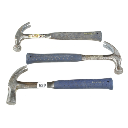 620 - Three ESTWING claw hammers G