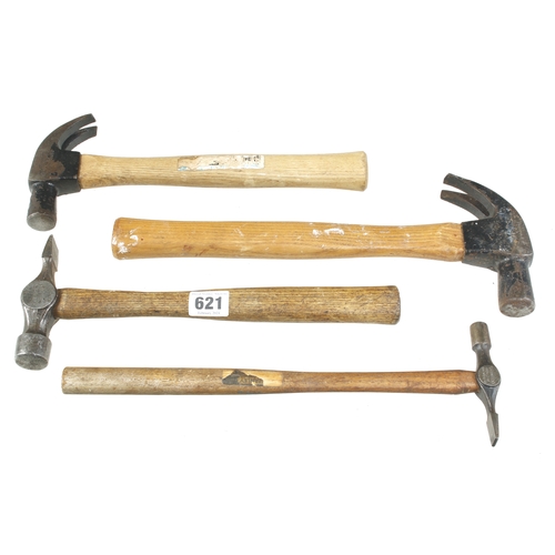 621 - Two claw hammers and two others all by STANLEY G+