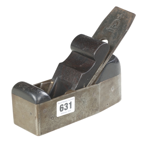 631 - An iron smoother with rosewood infill and wedge, crack to casting not affecting use G