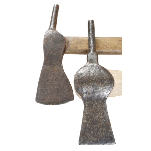 488 - Two slaughterman's pole axes, one with replaced handle G