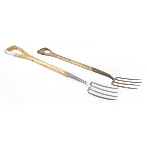 489 - A small stainless steel garden fork by MARPLES and another G+