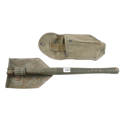 123 - A rare US army folding trench spade with orig canvas cover G