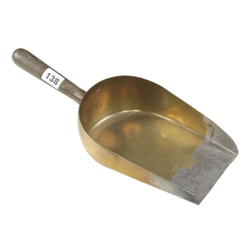 138 - A banker's steel tipped brass coin shovel G+