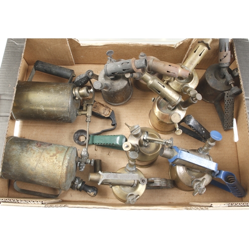 147 - 12 brass blow torches and two sprays G