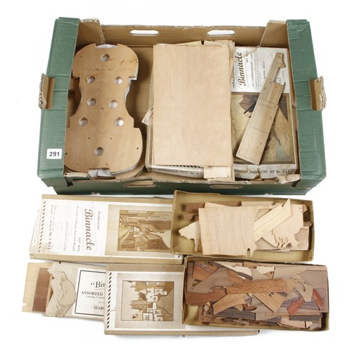 291 - Quantity of marquetry veneers and violin templates G