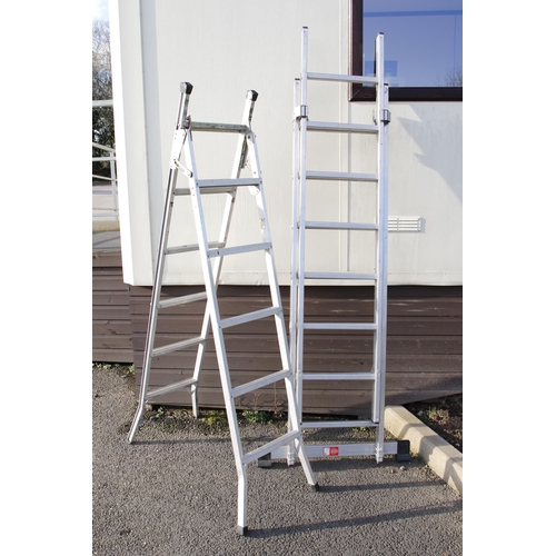 126 - A YOUNGMAN 100 folding Prodeck ladder and a step ladder G