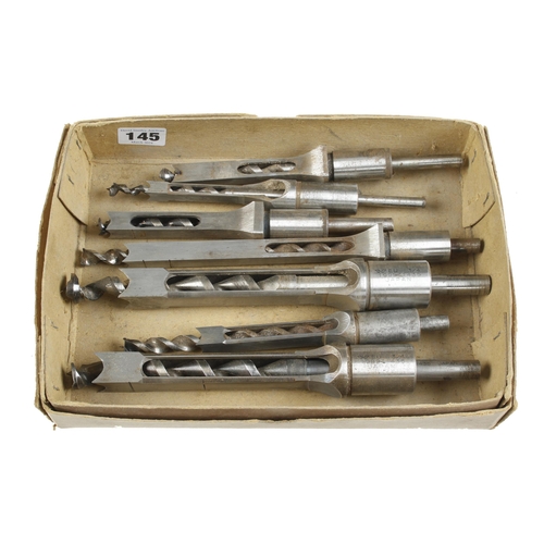 145 - A set of 7 hollow mortice chisels G