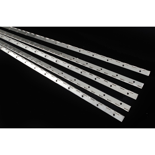 146 - Five 6' lengths of unused nickel plated piano hinge F