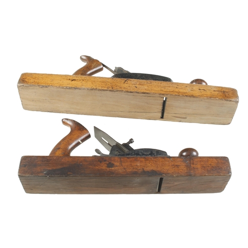 179 - Two STANLEY wood bottom jack planes Nos 127(replaced lever screw) and No 28 G