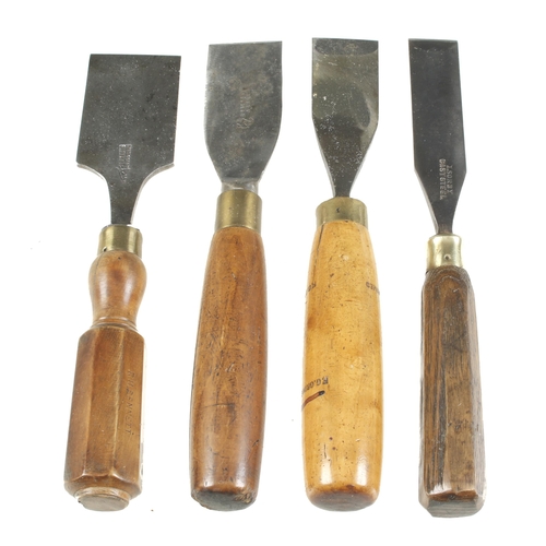 190 - Two oval back chisels, a sash pocket chisel and a 2