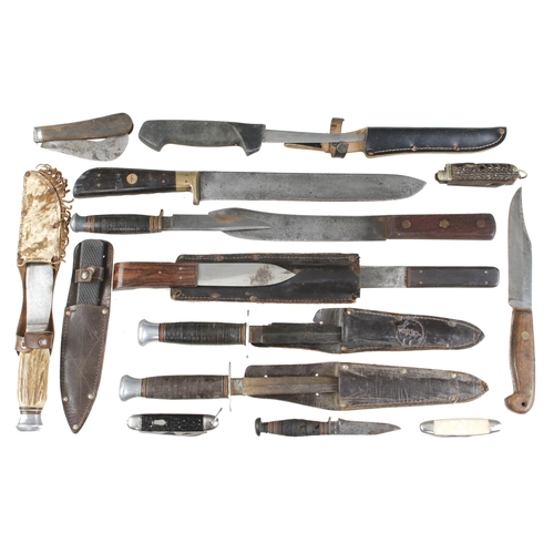 214 - 15 various knives some with leather sheaths G