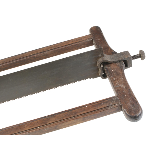 244 - An early mahogany frame saw marked F.G. 36