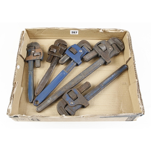 267 - Five stilson wrenches G+