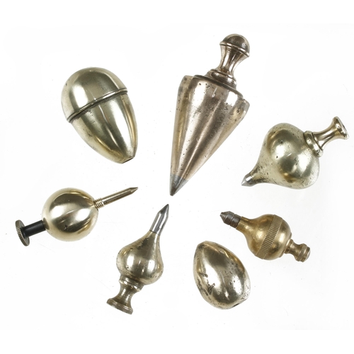 317 - Seven brass plumb bobs G+