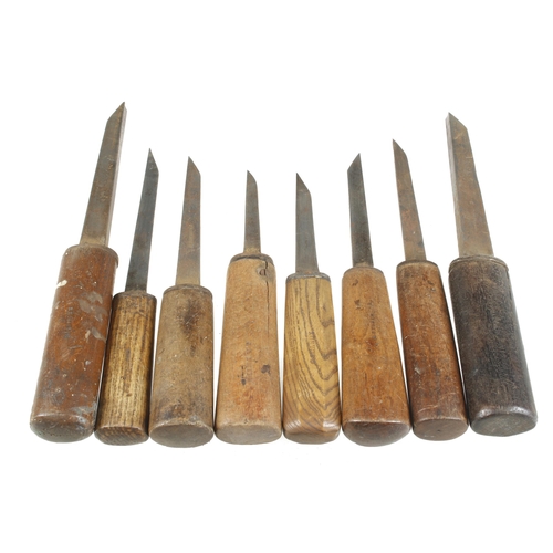 336 - Eight mortice chisels G+