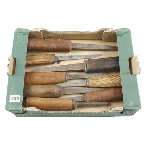 336 - Eight mortice chisels G+