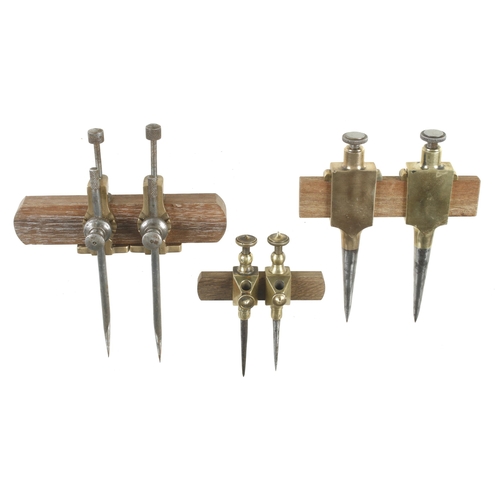 375 - Three pairs of brass trammels G++