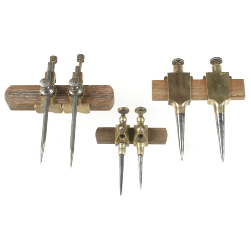 375 - Three pairs of brass trammels G++