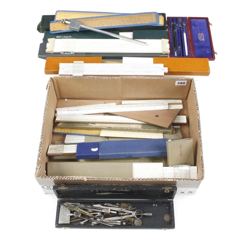 380 - Nine slide rules, drawing instruments etc G