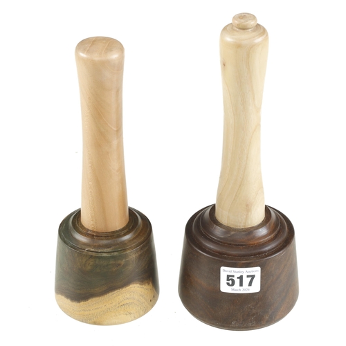 517 - A pair of recently turned lignum mallets 3