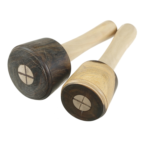 518 - A pair of recently turned lignum mallets 3