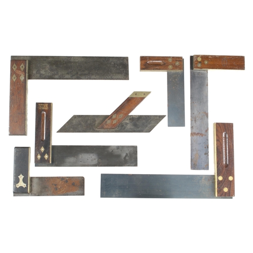 535 - Seven rosewood and brass squares G