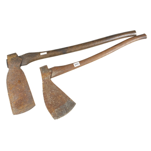 541 - A shipwrights blocking axe and another, some light rust G