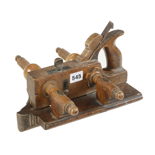 545 - A beech screwstem plough with boxwood stems and nuts by MALLOCH Perth lacks one nut o/w G+