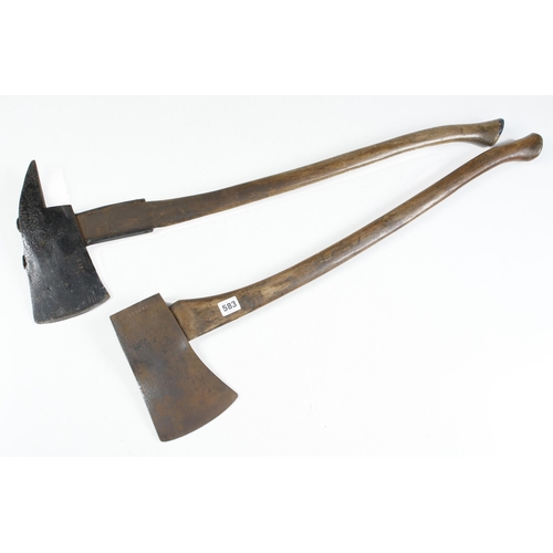 583 - An ELWELL felling axe and a long handled fireman's axe G