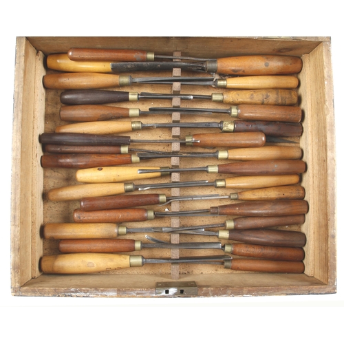 A working kit of 52 carving tools in pine box and 4 decorative punches G+