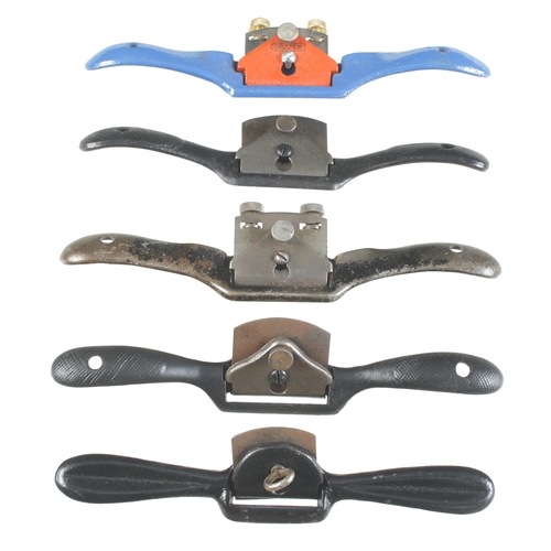 62 - Five metal spokeshaves G+