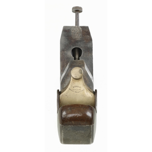 627 - A NORRIS patent adjustable smoother with replaced iron G+