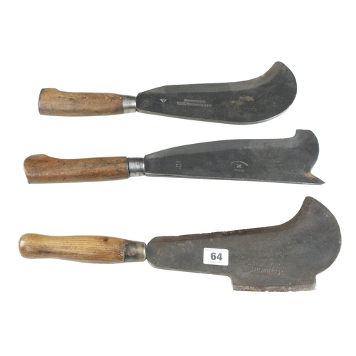 64 - A double edge bill hook and two others G