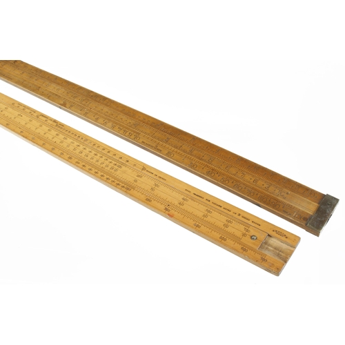 689 - A 2' boxwood and brass slide rule by DRING & FAGE marked Inland Revenue and an Agnew's slide rule by... 