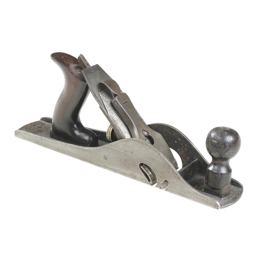 716 - A very rare STANLEY No 10 1/4C rabbet plane with corrugated sole, tilting handles and orig iron G