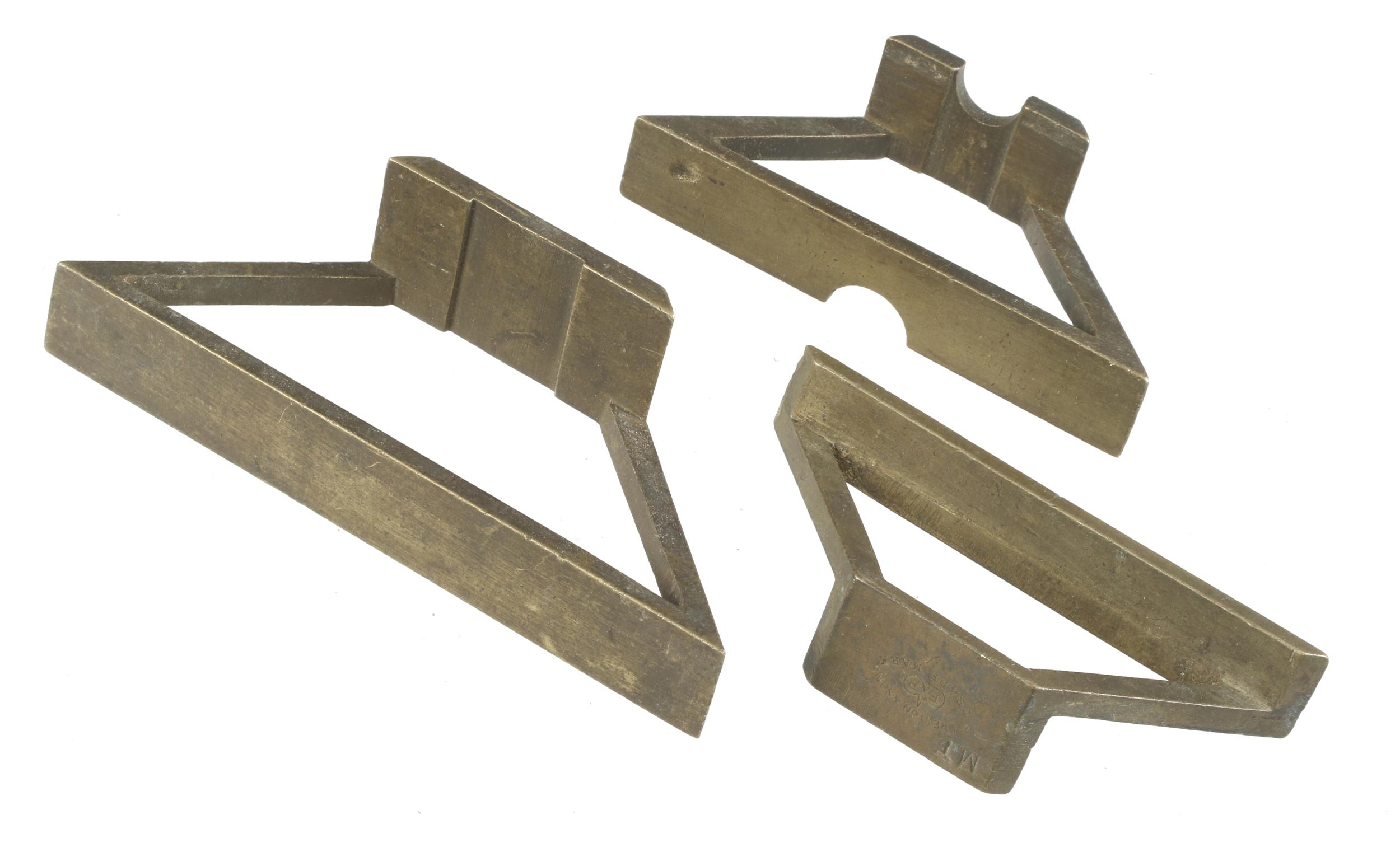 Two brass mitre templates by PRESTON and another G++