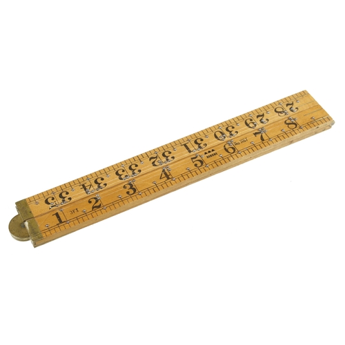 882 - A probably unused 3' four fold RABONE No 1167 boxwood and brass braille rule F