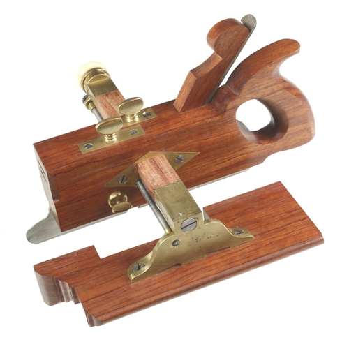 915 - An impressive, recent handled single arm plough plane by R.BOHLEN Windsor in burbinga wood with whit... 