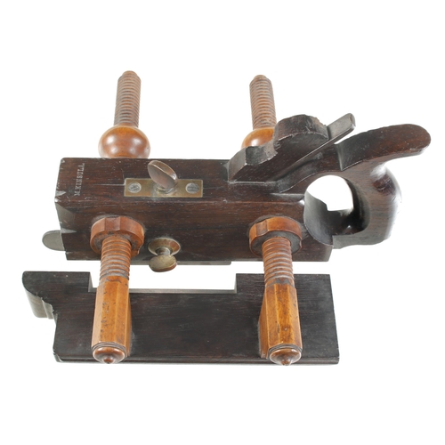 923 - A handled rosewood screwstem plough with boxwood screwstems and nuts by M.CRANNELL Albany USA G++