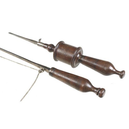 932 - A mahogany bow drill with matching bow G+