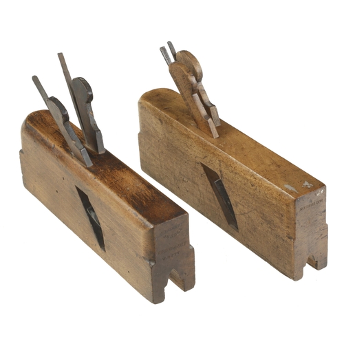 934 - Two twin iron Gothic sash moulding planes by MATHIESON and A.WALLACE Dundee G+