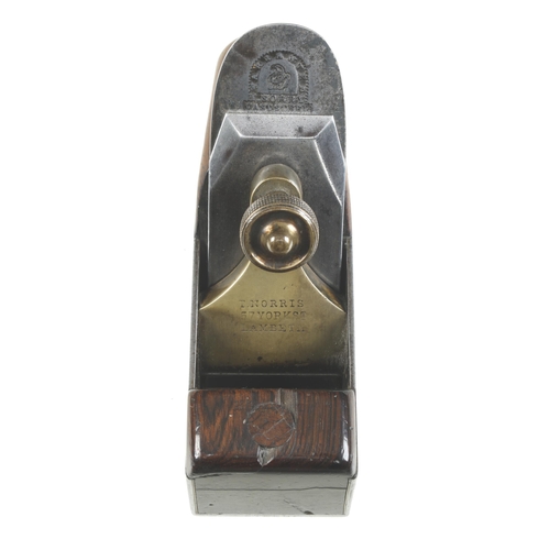 961 - A very early d/t steel NORRIS smoother with overstuffed rosewood infill, the gunmetal lever with the... 