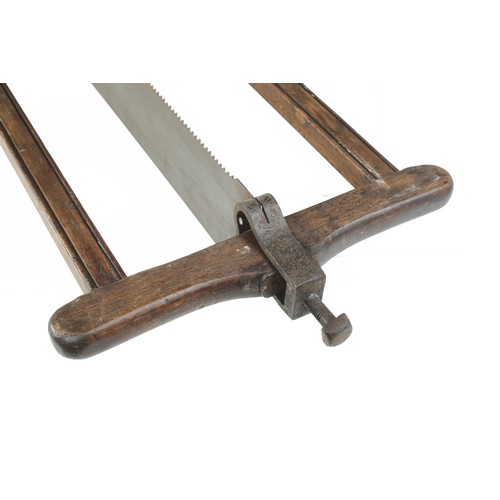 244 - An early mahogany frame saw marked F.G. 36